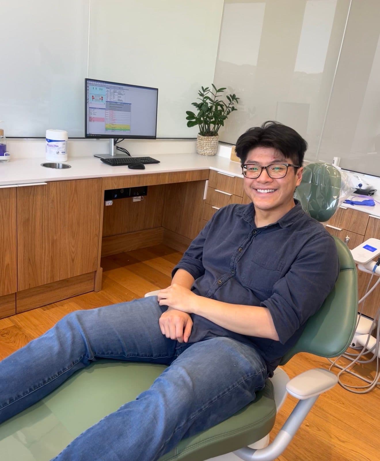 Justin (CTO) taking user obsession seriously in a dental chair.
